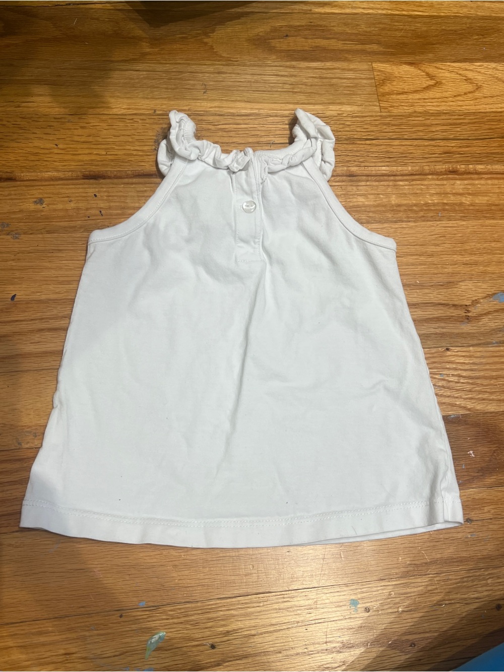 Little English White Ruffled-Neck Tank Top